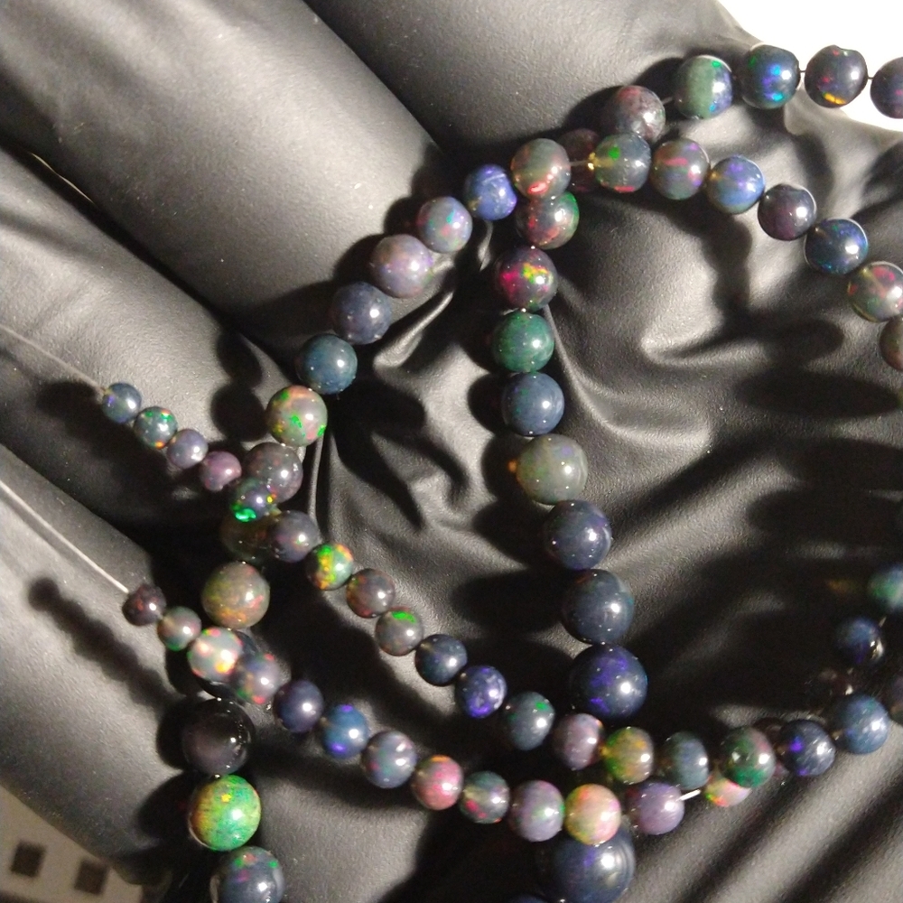 Natural Black Opal Sphere Beads